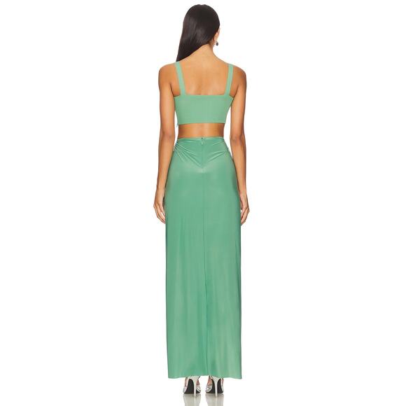 Deme Gabriella Valentina Corset Maxi Dress Cut Out Formal Statement Green Sz XS - Picture 3 of 9